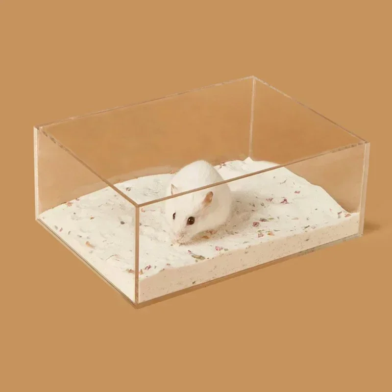 Hamster Bathroom House Sandbox Full Transparent Urine Sand Basin Golden Bear Supplies Sand Bath Container Hamster Bathroom