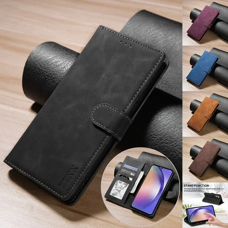 Wallet With Card Slot Support Magnetic Flip Leather Case For Samsung Galaxy S24 FE S23 Ultra S22 Plus S21 S20 FE S10 S9 S8 Cover