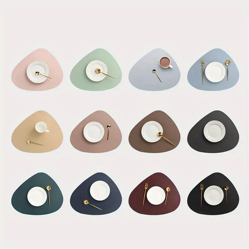 2pcs  PU Placemats for Table Waterproof Non-Slip Coaster  Leather Place Kitchen Accessories Christmas Pad Cup Wine Mat