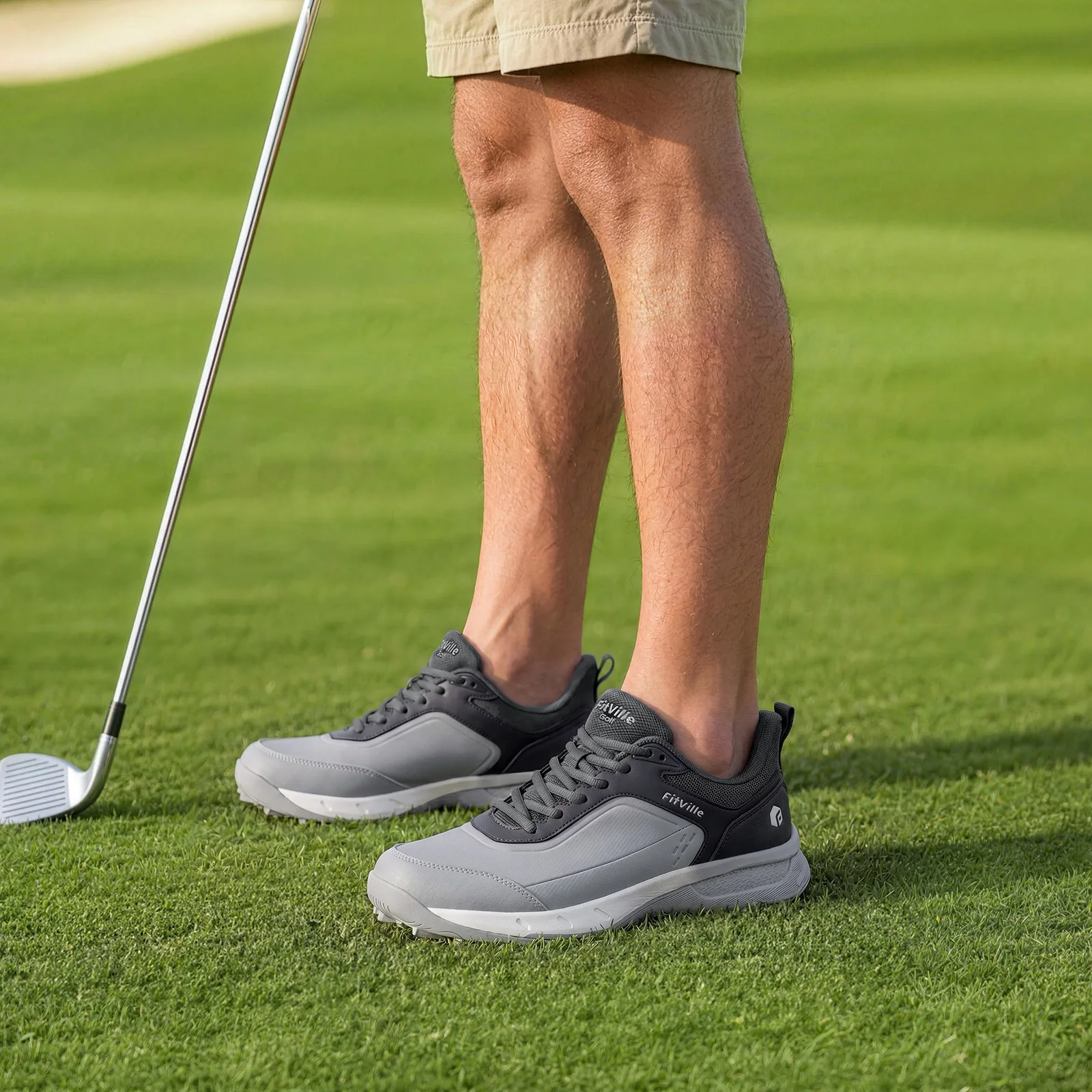 FitVille Extra Wide Men's Golf Shoes Waterproof Professional No-Slip Spikeless Golfing Shoes for Men with Arch Support