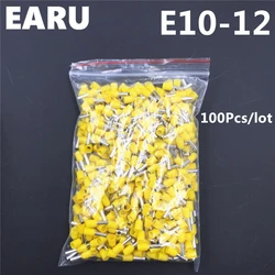 100Pcs E10-12 Tube Insulating Insulated Terminal 10MM2 7AWG Cable Wire Connector Insulating Crimp E Black Yellow Blue Red Green