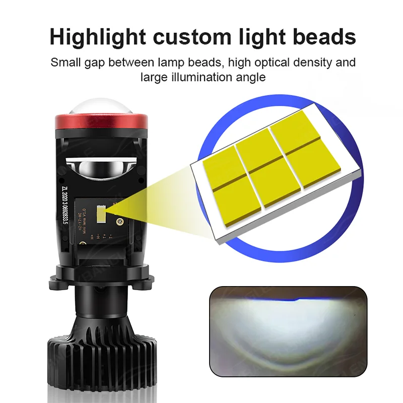 Y7 Y7D Y7S Bi LED H4 Car Headlight Bulbs Mini Projector Lens 30000LM 120W Canbus 6000K or Triple Color H4 Light Spotlight Hi/Low