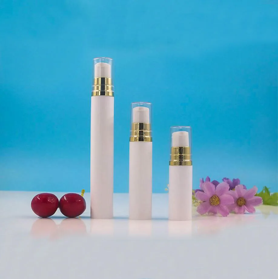 15ML white plastic airless bottle gold pump clear lid lotion/emulsion/serum/eye essence foundation toner cosmetic packing