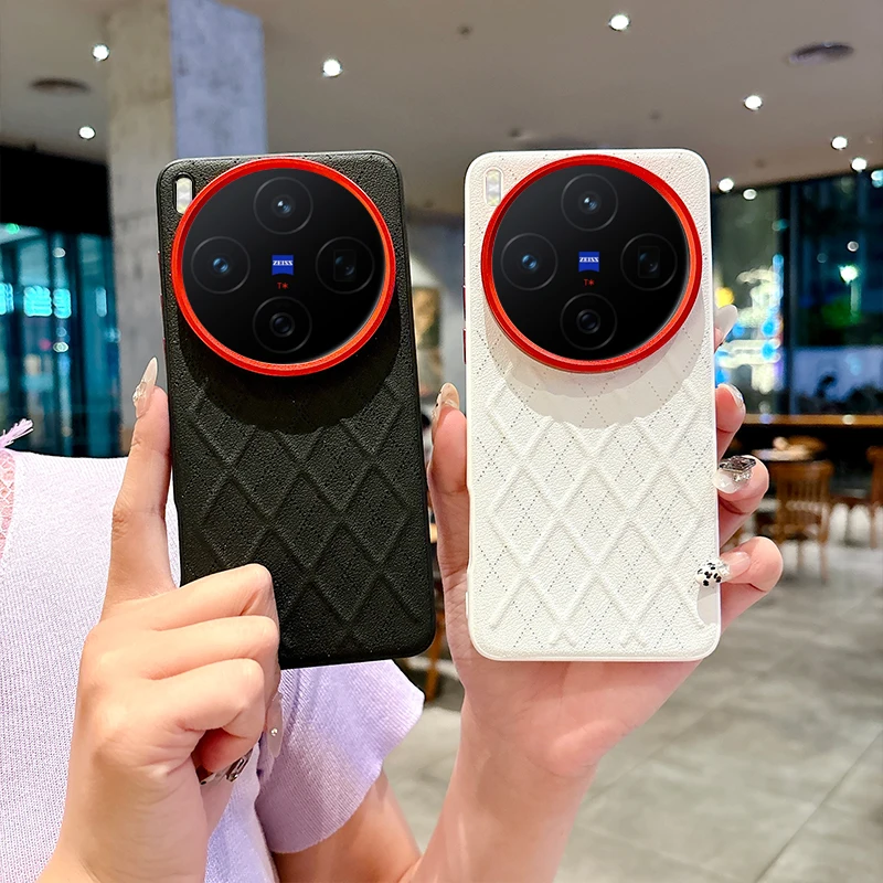 

For Vivo X200 X200s Pro Ultra Mini Case Diamond Pattern Leather Individual Metal Keys Matte Anti-Slip Grip Soft Case Cover