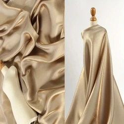 Golden Silk Soft Drape Fabric, Feeling Glitter Silk Satin Silk Fabric Silky Dress Wedding Dress Bright Creative Fabric