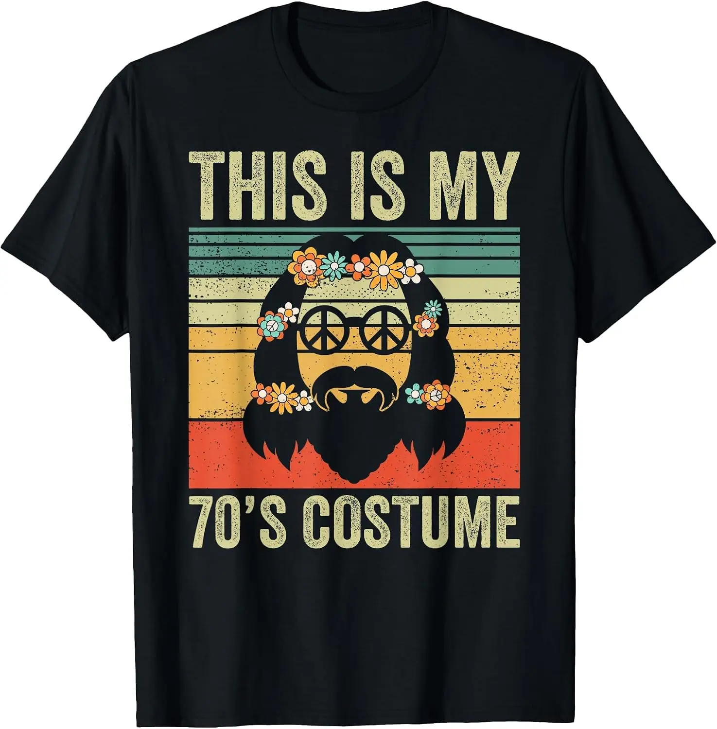 This Is My 70S Costume Hippie Love Peace Sign Men Teens Boys T-Shirt vintage style tee  boxy fit tee black graphic tee 100% cotton men