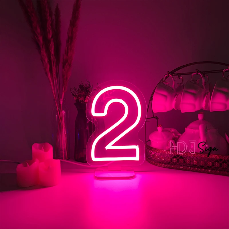 0-9 Numbers Neon Night Lights Bedroom Bar Restaurant Table Lamps LED Light Up Signs Wedding Decoration Party Number Neon Lamps