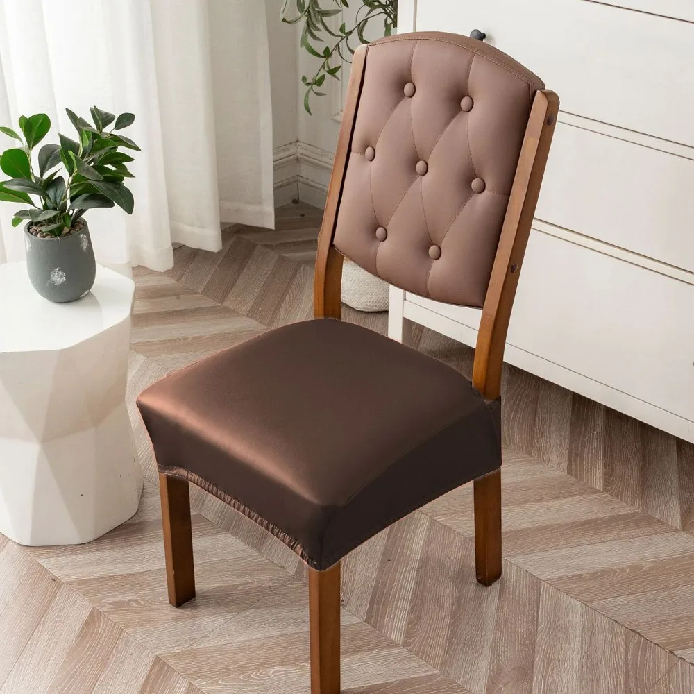 PU Dining Chair Covers Waterproof Pet Claw Resistant Seat Covers Oil-proof Scratch Resistant Clear Seat Protector Kitchen