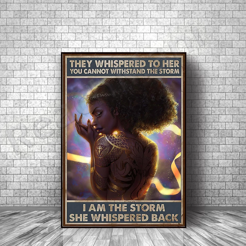 They whisper to her you can't take the storm I'm the storm that echoes in her whisper, black women poster, hippie butterfly girl