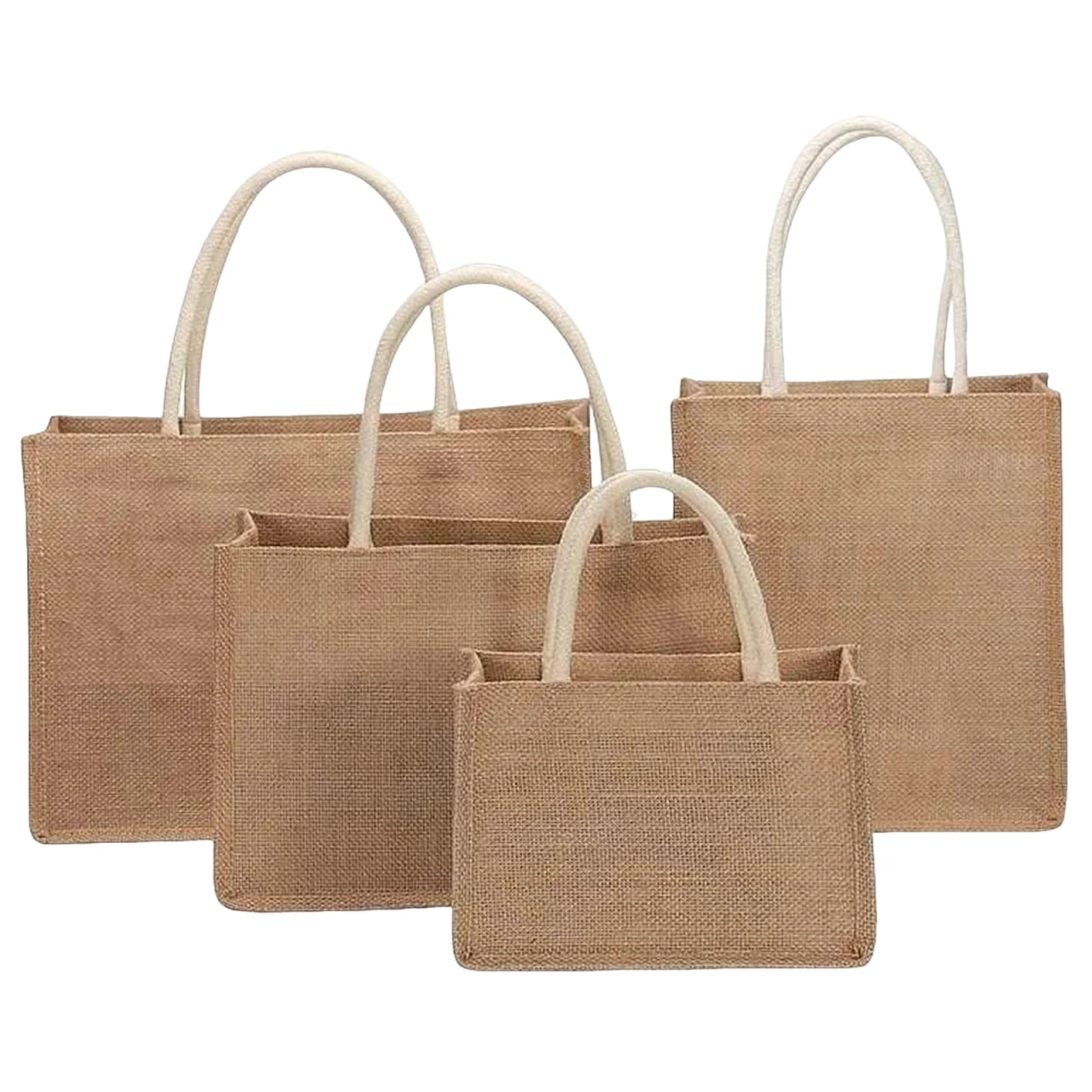 High Portable Women Shopping Bag Burlap Tote Bags Blank Jute Beach Shopping Handbag Vintage Reusable Gift Bags With Handle