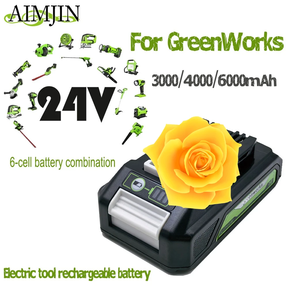 

18650 24V Applicable GreenWorks 6J Power Tools 3000/4000/6000mAh Lithium Battery，Compatible With 20352 22232 Battery Tools