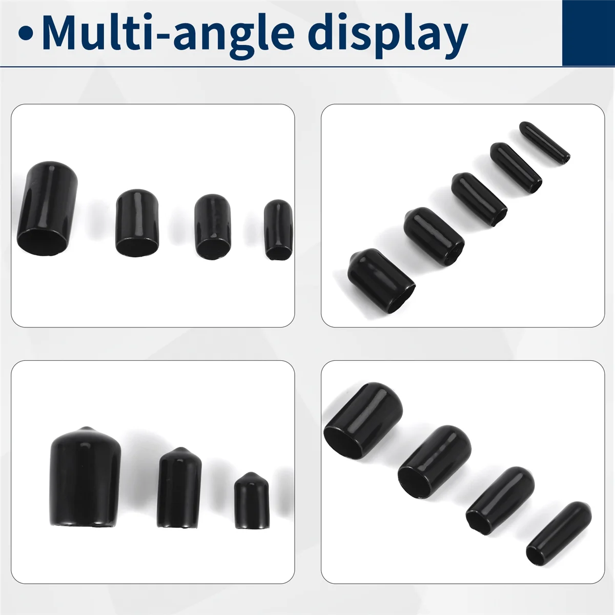 ABQR 160Pcs Assorted Size Rubber End Caps, Flexible Screw Thread Protector Caps Round Vinyl Bolt Screw Cover Caps in 9 Size