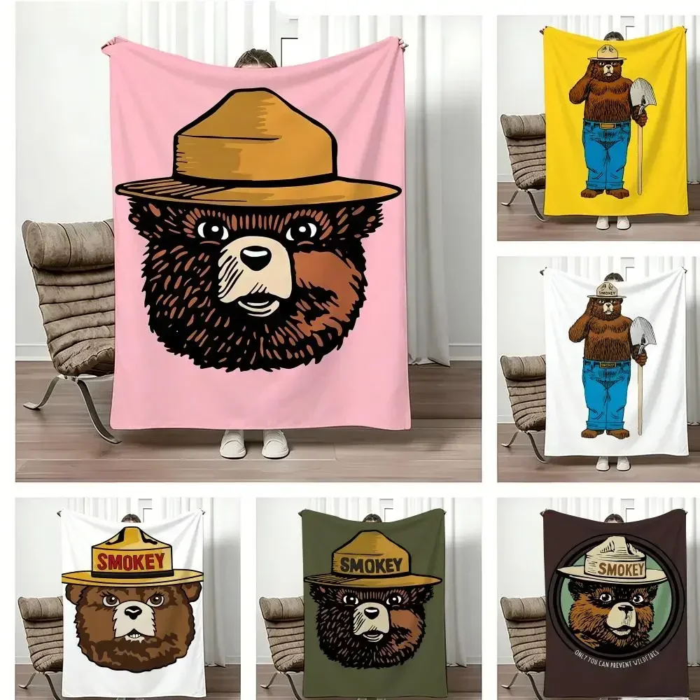 Manta de Franela Ligera de Blanket con Diseño de Anime S-Smokey BearS, Suave y Agradable al Tacto para el Verano