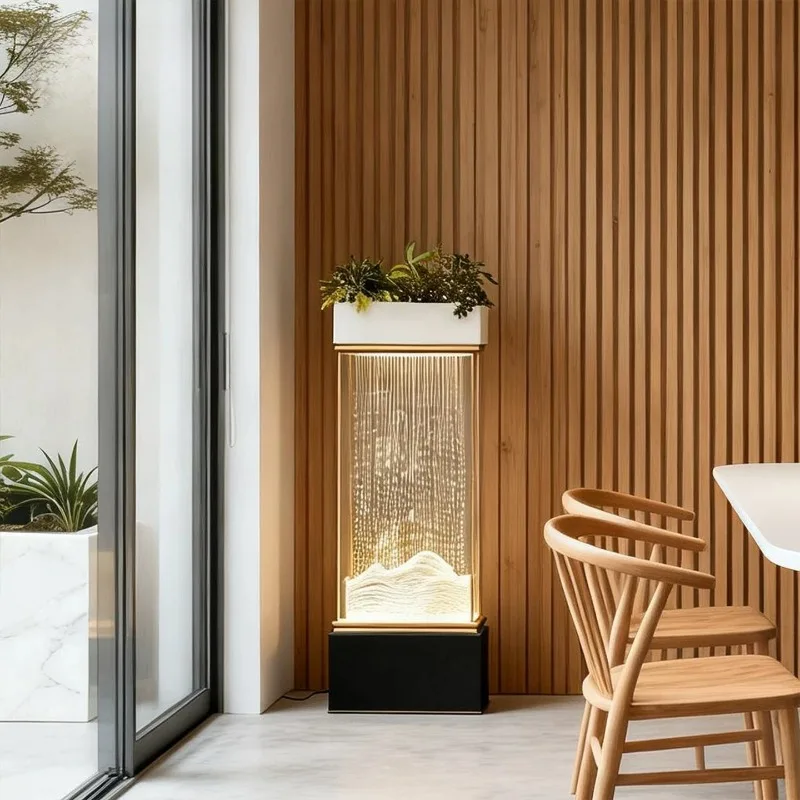Modern High-end Flowing Ornaments Circulating Water Curtains Green Plants Landscaping