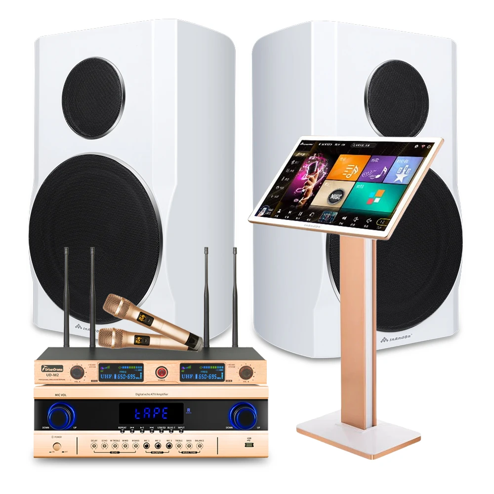 2026 New Version InAndOn 4T 21.5 Inch Touch Screen Durable Using Singing Machine Home Party Karaoke Player Karaoke Machine Set