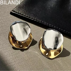 Bilandi Modern Jewelry orecchini a bottone in metallo Color argento 925 con giunture ad ago per accessori moda vendita calda regalo ragazza donna