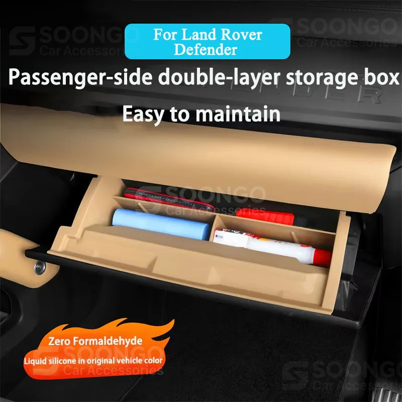 

Silicone Pad For Land Rover Defender 110, 90, 130 (2020-2026) Center Console Front Passenger Glove Box Liner Protectoive Mat