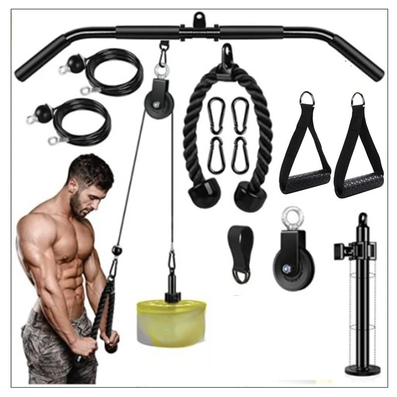Pulley rope homemade household high pull down arm force triceps thick and thin rod