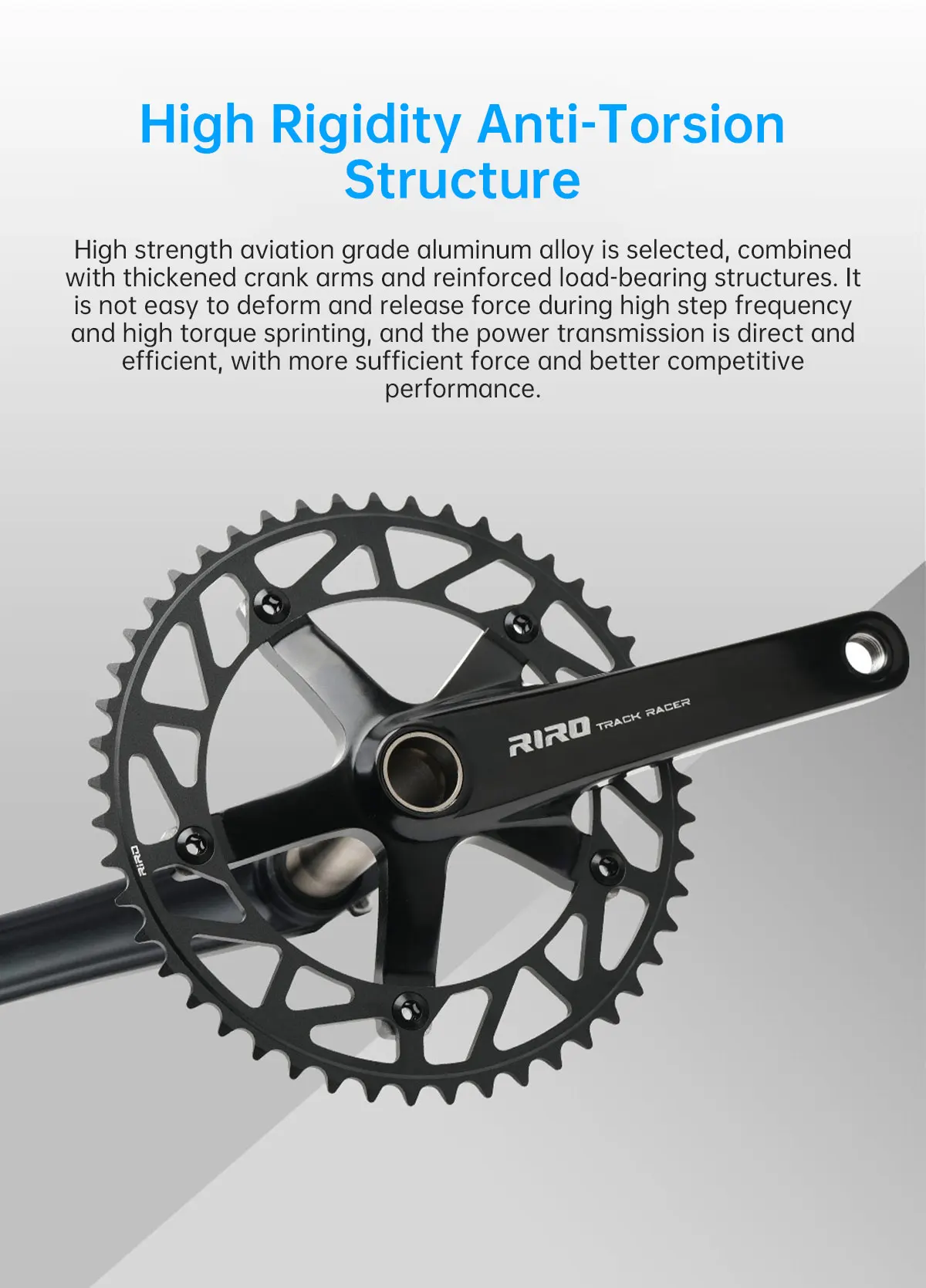 RIRO Superleichte Rennrad-Kurbelgarnitur aus Aluminiumlegierung, Hollowtech 144 BCD, Single-Speed Fixed-Gear-Fahrrad mit 51T Kettenblatt – Detail 5