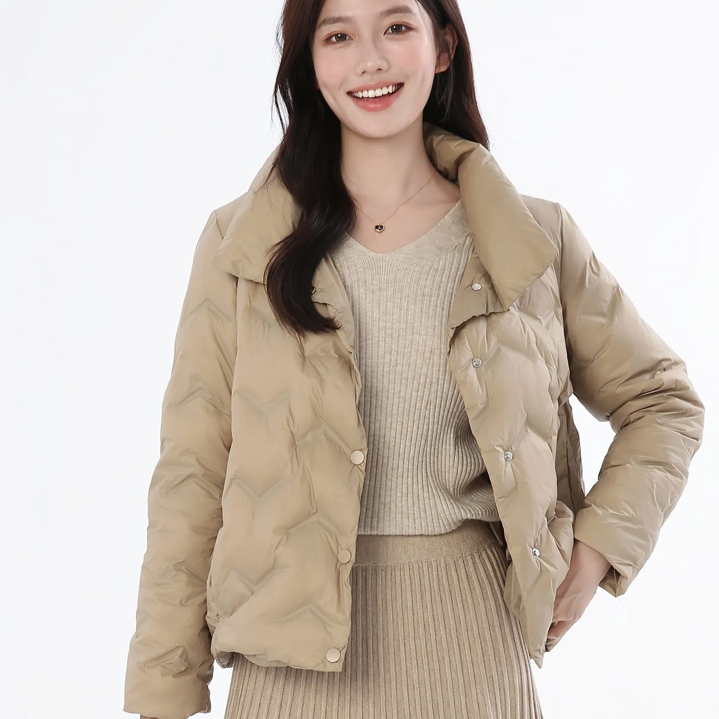 

Autumn and Winter Fashion Women's Down Jacket Commuter Stand Collar Casual Lightweight Jacket