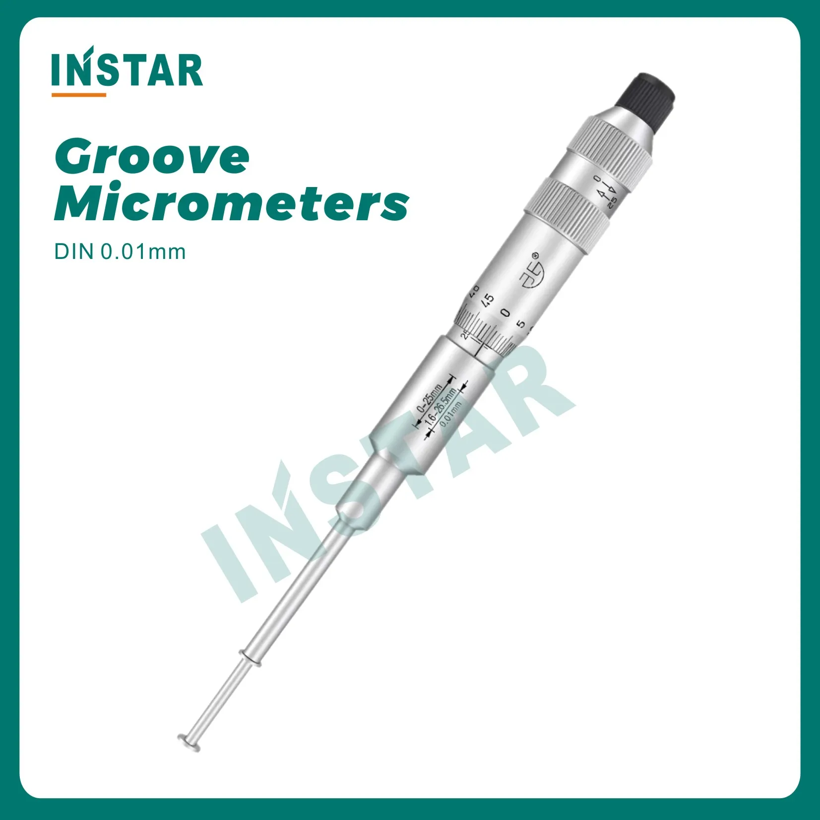 Groove Micrometer Outside 0-25mm 25-5-mm 50-75mm 75-100mm 0.01mm Inside 1.6-2.5mm 26.5-51.5mm DIN Standard Industrial Quality