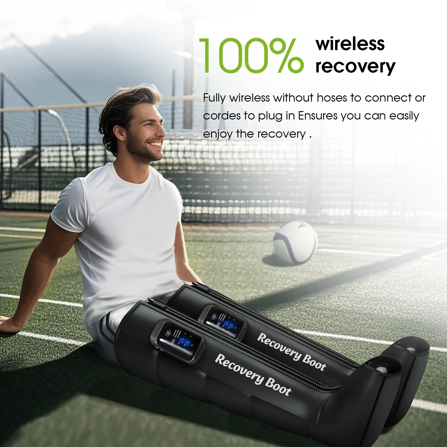 Wireless Compression Boots for Athletes - Rechargeable Air Compression Leg Recovery System, Cordless Recovery Boots