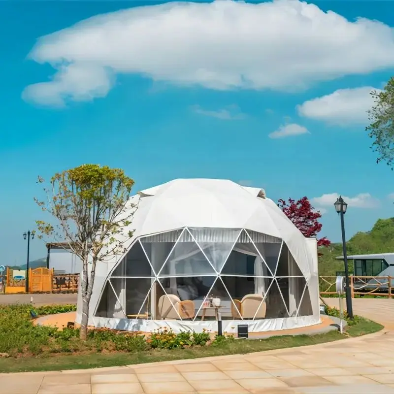 Luxury Glamping Geodesic Dome Tent Weatherproof PVC Customizable Outdoor Resort Hotel Campsite Accommodation Four-Season Custom