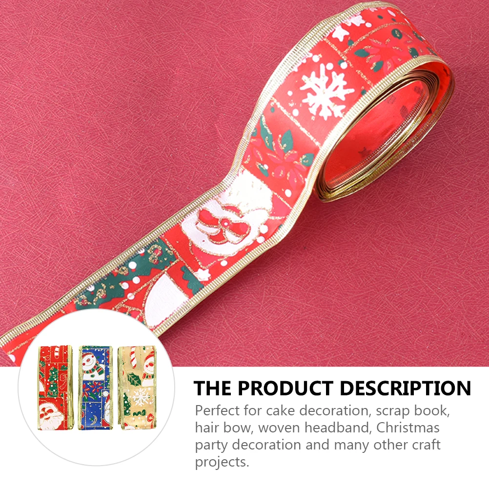 

3 Rolls Christmas Gift Wrapping Stylish Packaging Creative Diy For Party Decor Cake Decoration Scrapbook Hair Bow Xmas