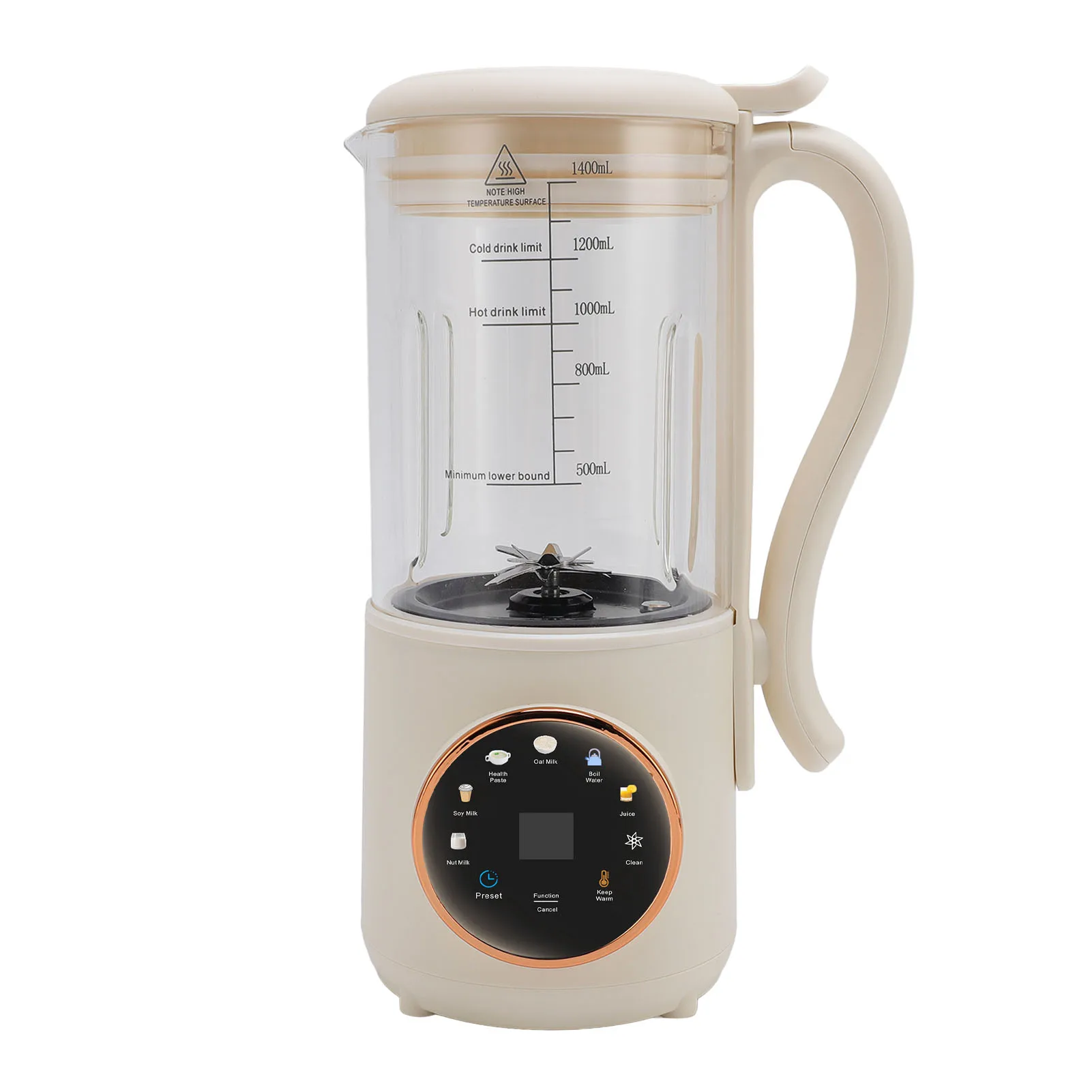 Machine à lait de soja multifonctionnelle, 1,4 l, presse-agrumes avec synchronisation, nettoyage automatique, fonction d'isolation, 600W