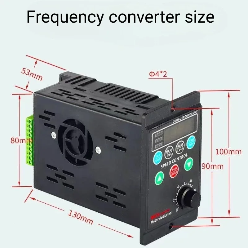 220 V Single-phase Input Three-phase Output Motor Driver Frequency Converter with Four-digit Digital Tube Display T13-750W-12-H