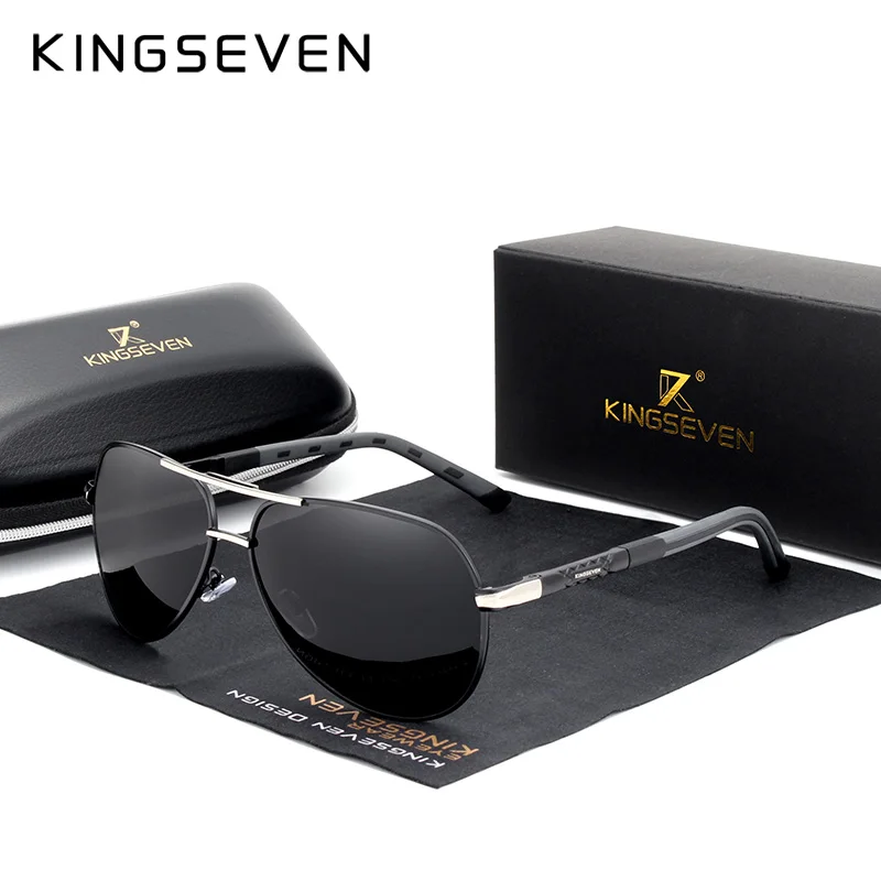 

KINGSEVEN 2023 New Aluminum Magnesium Men's Sunglasses Polarized Men Coating Mirror Glasses Men Oculos N7252