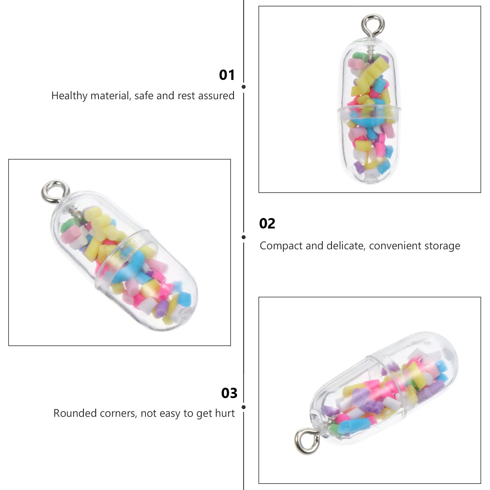 จี้รูปแคปซูลสำหรับตกแต่งเคสมือถือ 20 ชิ้น ทำจากพลาสติก PP สำหรับงาน DIY เครื่องประดับ พวงกุญแจ ของตกแต่งเคสมือถือ อุปกรณ์งานฝีมือ