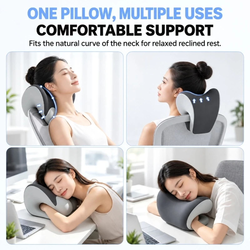 Office Chair Headrest Pillow with High-Density Memory Foam, Slow-Recovery Cushioning for Desk Napping and Side Rest 37JD