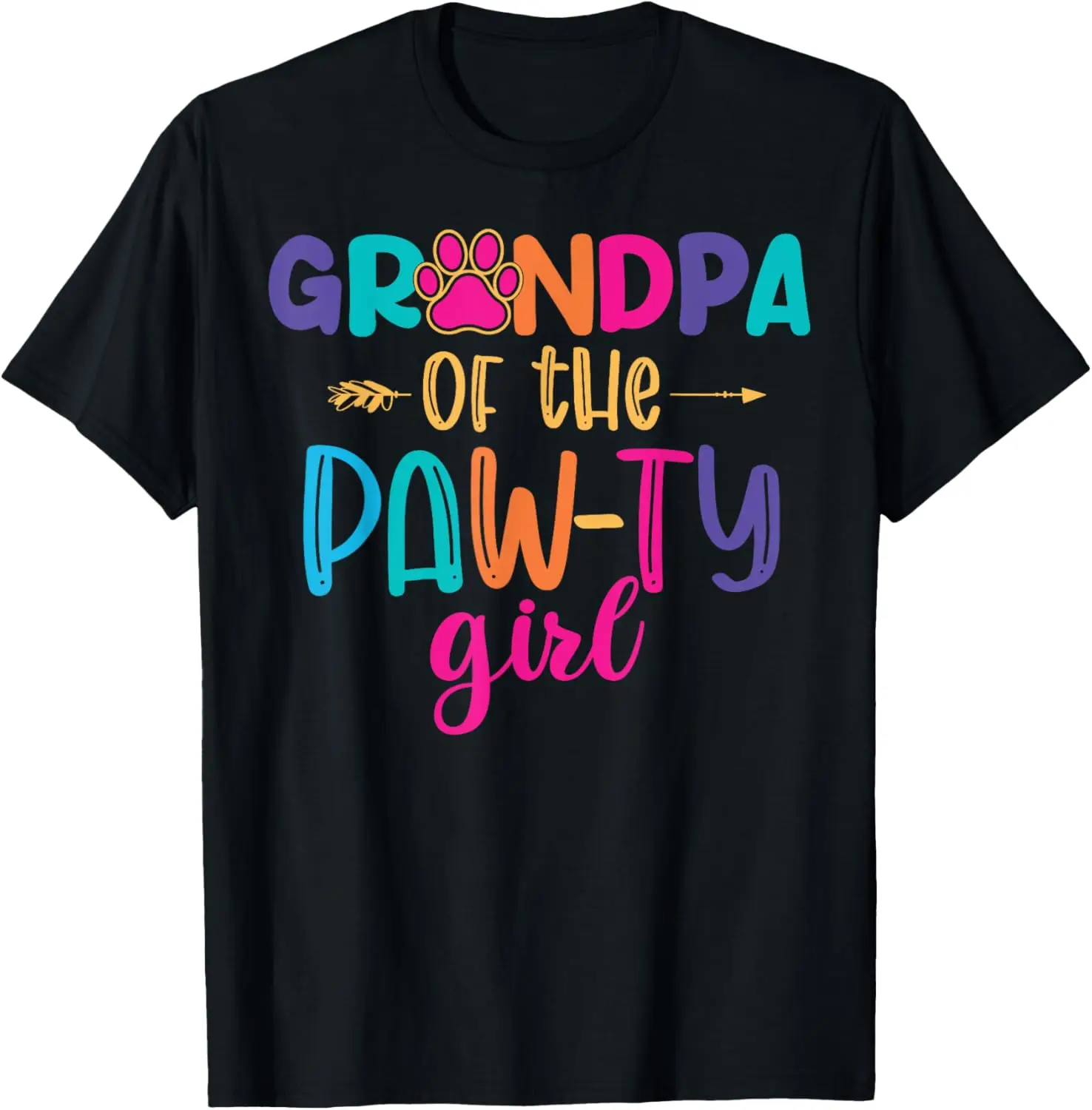 Grandpa Of The Birthday Girl Dog Paw Family Matching Party T-Shirt