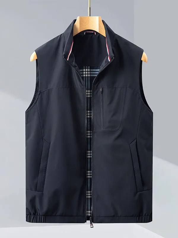 

Мужской жилет Busin Gentleman's Zipper Moisture ng Luxury Sle, легкий, на все сезоны, с воротником-стойкой, без рукавов