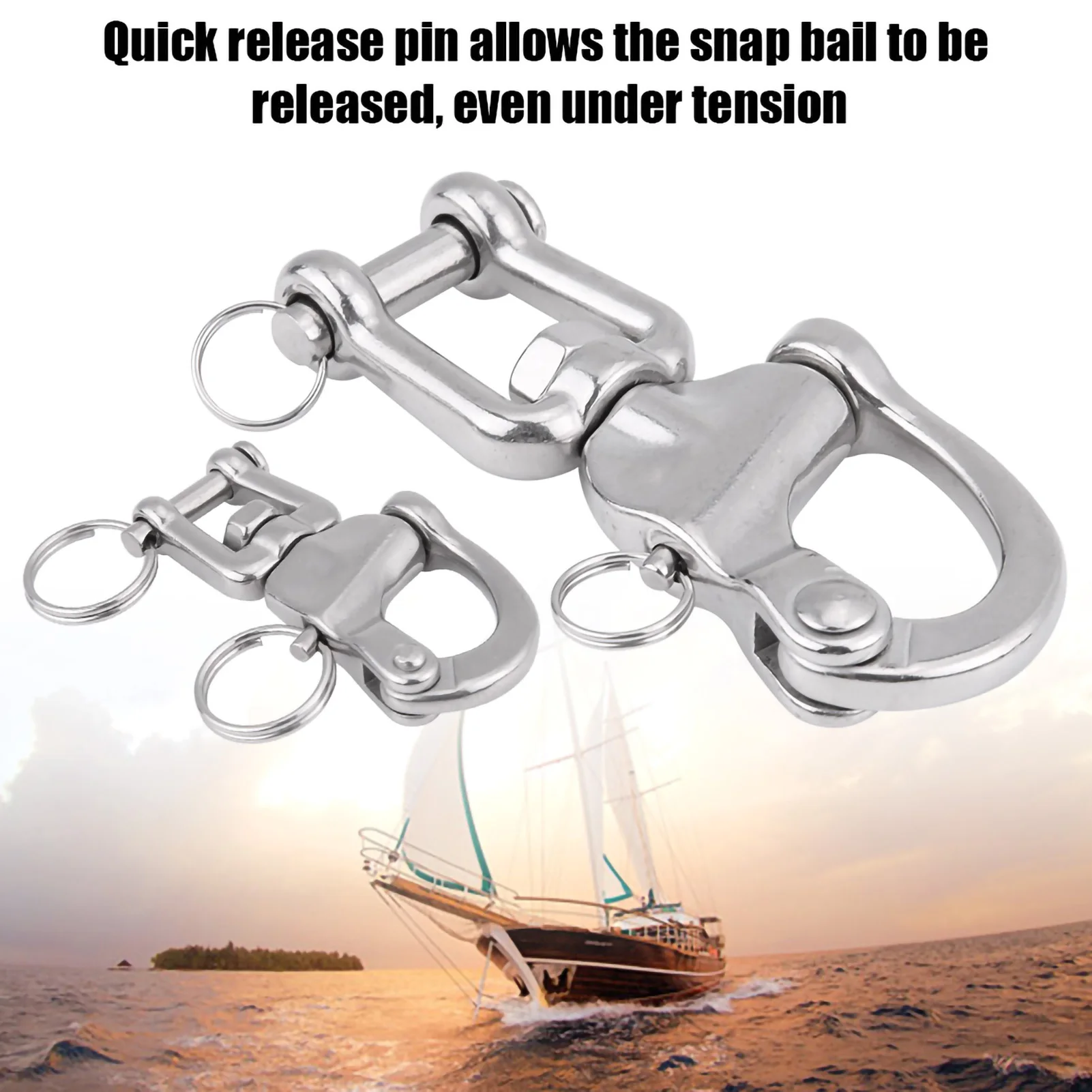 Snap Shackle 316 Stainless Steel Jaw Swivel Snap Shackle for Sailboat Spinnaker Halyard Swivel Snap Shackle
