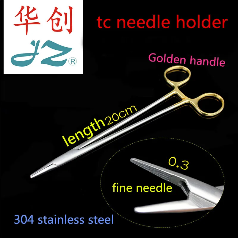 JZ pleural Abdominal cavity surgical instrument medical TC needle holder gold handle needle cosmetic long insert needle holder