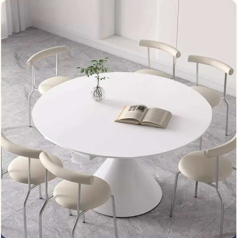 

Round Minimalist Dining Table White Small Space Extendable Dining Table Living Room Modern Tavolo Da Pranzo Furniture For Home