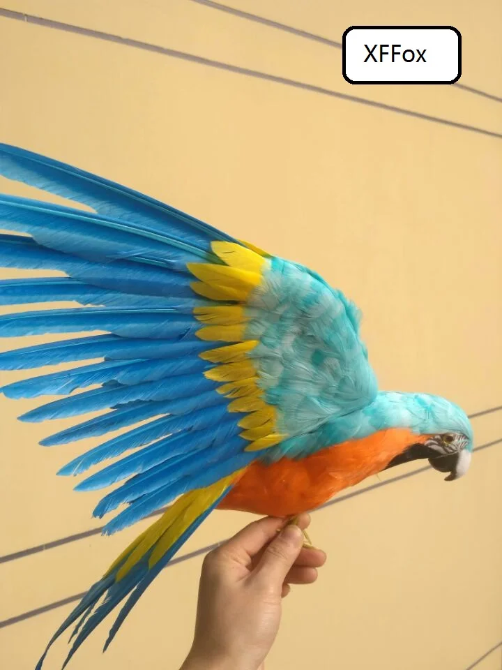 big real life parrot model foam&feather light blue&orange bird gift about 40x60cm d0202