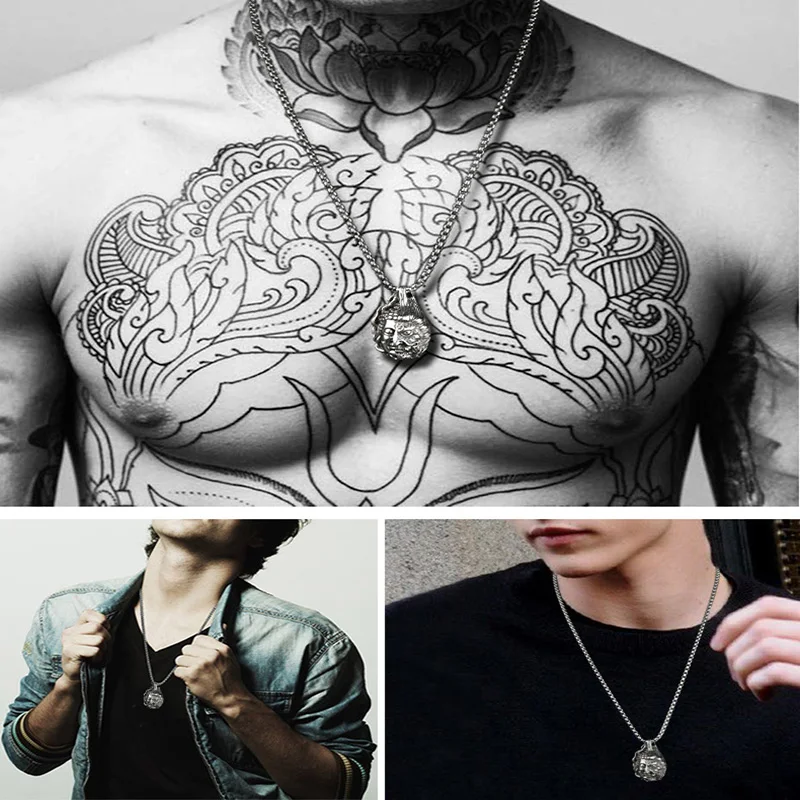 New Men Necklace Gothic Buddha Demon Pendant Collar 21 Inches Hiphop Rock Colar Cuban Chain Link Neck Necklace Boyfriend Gift view 2