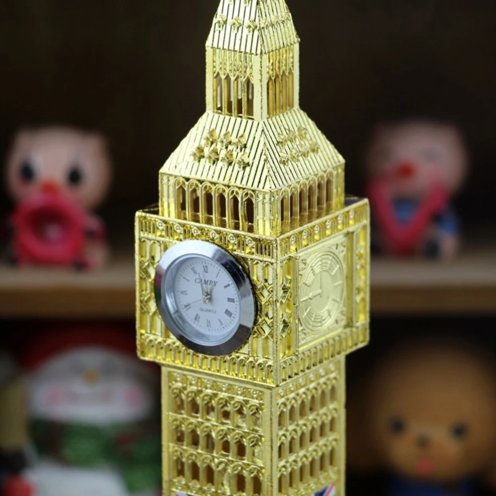 

1pc Big Mini Statue Metal Alloy London Souvenir Decorative Desk Clock Tower Gifts Novelty HomeDecoration