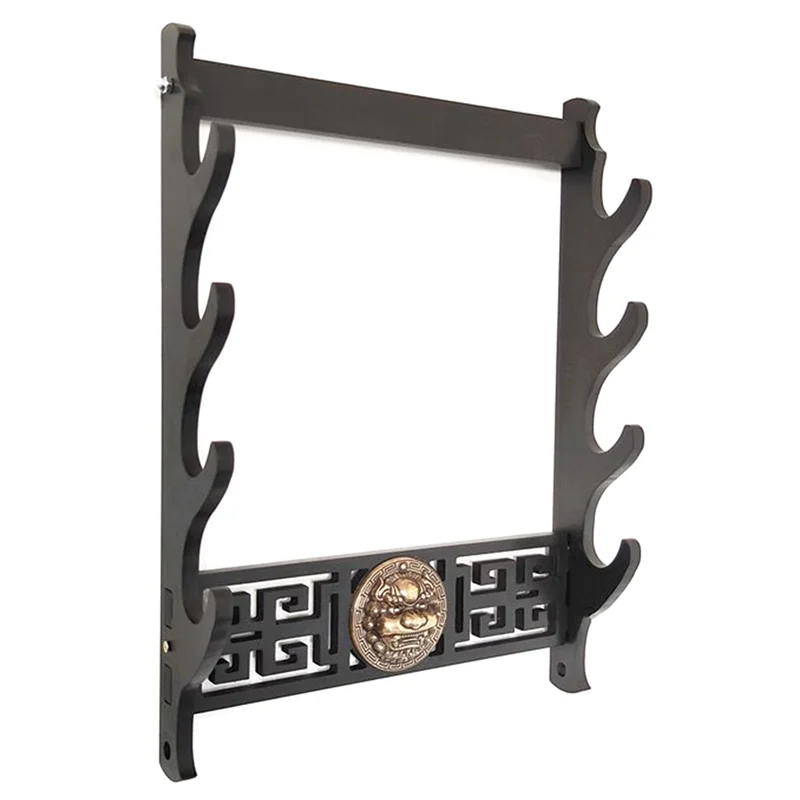 

B84B-Layer Wall Mount 4-Piece Katana Holder Wooden Stand Display Wall Rack For Katana, Rapier, Sword, And Umbrella Shelf Organiz