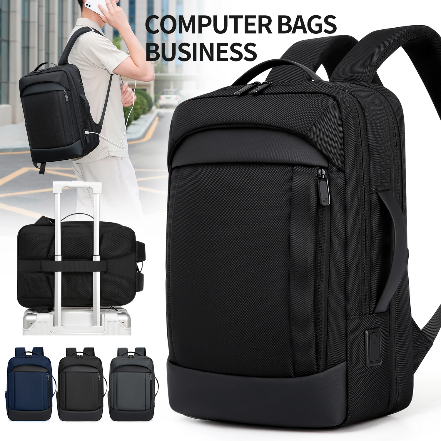 

Men Travel Backpack Expand Oxford Big Capacity USB Charge Business Male Backpacks Computer Men Backpacks