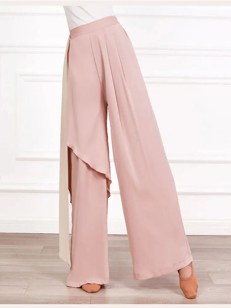 Latin Dance Pants Practice Ballroom Wide-Leg Pants Modern Dance Pant Loose For Women High Waist Pants Classical Dancing Trouser