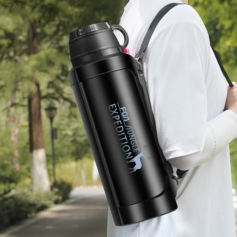 1200/1900ML Water Bottle Stainless Steel Military Thermos Convenient Travel Portable Thermos For Tea Large Cup Mugs for Coffee