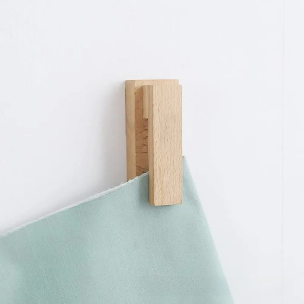 2pcs Natural Wood Towel Hooks for Wall Mounting to Hold Towels Cloths and Accessories in Bathroom Kitchen or Entry Area