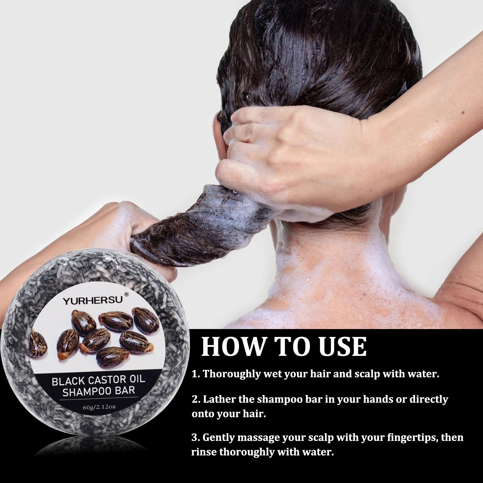 صابون شامبو بزيت الخروع الأسود، يستخدم لزيادة سمك الشعر وقوة الشعر - يساعد على جفاف الشعر المجعد وترطيب نسيج الشعر #4