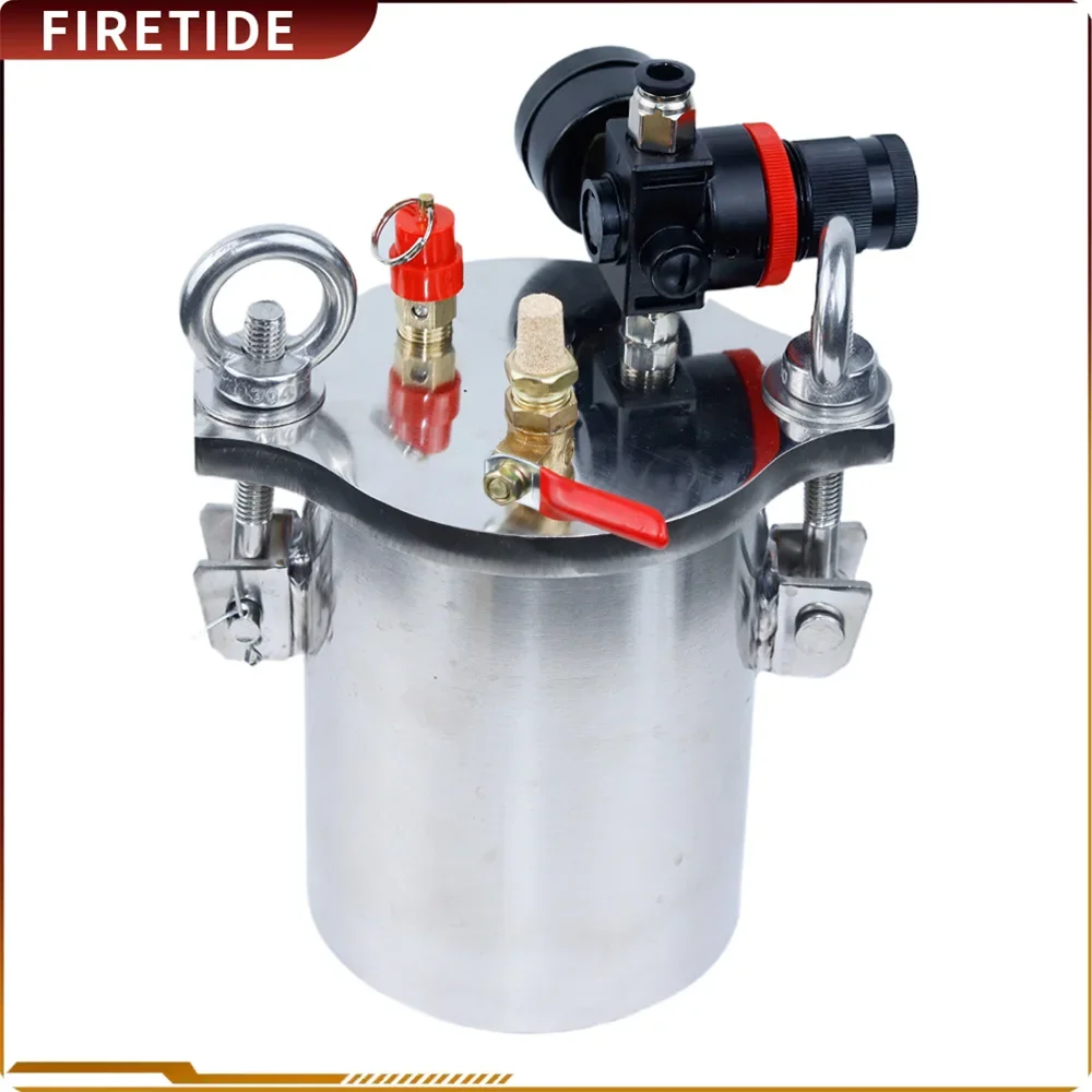 304 Stainless Steel Pressure Tank 1L Glue Dispensing Machine Storage Barrel with Pressure Regulating Valve Barometer