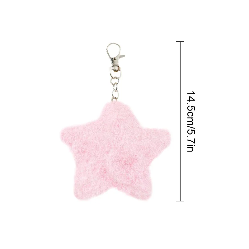 New Star Plush Pendant Keychains for Women Girls Pentagram Key Chains Rings Hairball Bag Keyring Holder Charm Jewelry Accessory