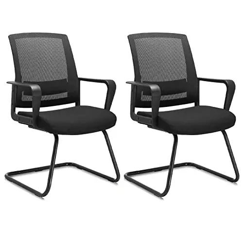 Office Guest Chair with Lumbar Support and Mid Back Mesh Space Air Grid Series for Reception Conference Room 2 Pack